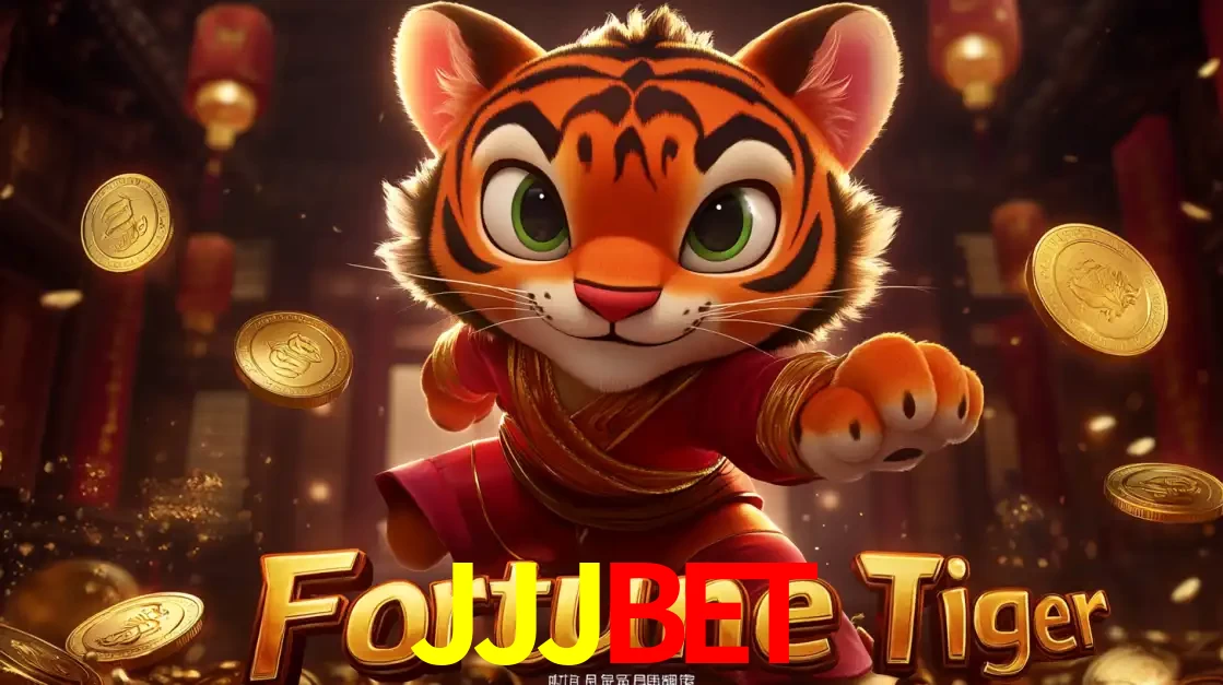 O carismático mascote do jogo de slot Fortune Tiger, um tigre fofo em pose de artes marciais, pronto para trazer sorte e multiplicadores de ganhos no cassino online JJJBET.