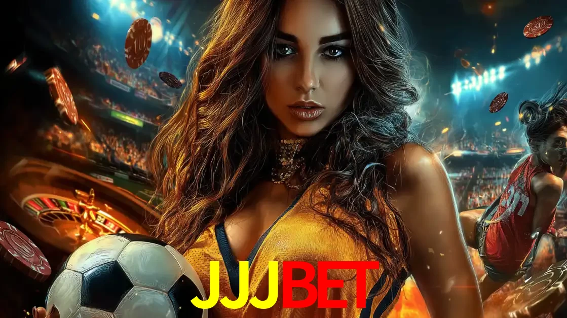 Mulher segurando uma bola de futebol em uma montagem que mistura a paixão esportiva com a emoção da roleta de cassino, tudo disponível na plataforma JJJBET.